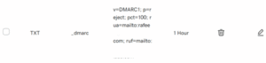 DMARC TXT record example.
